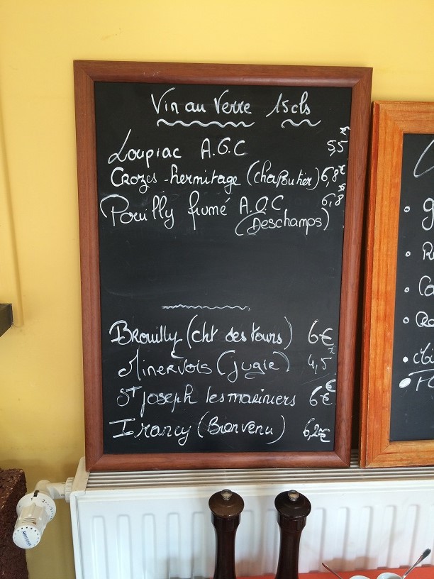 l'une des nombreuses ardoises du Bouchon gourmand